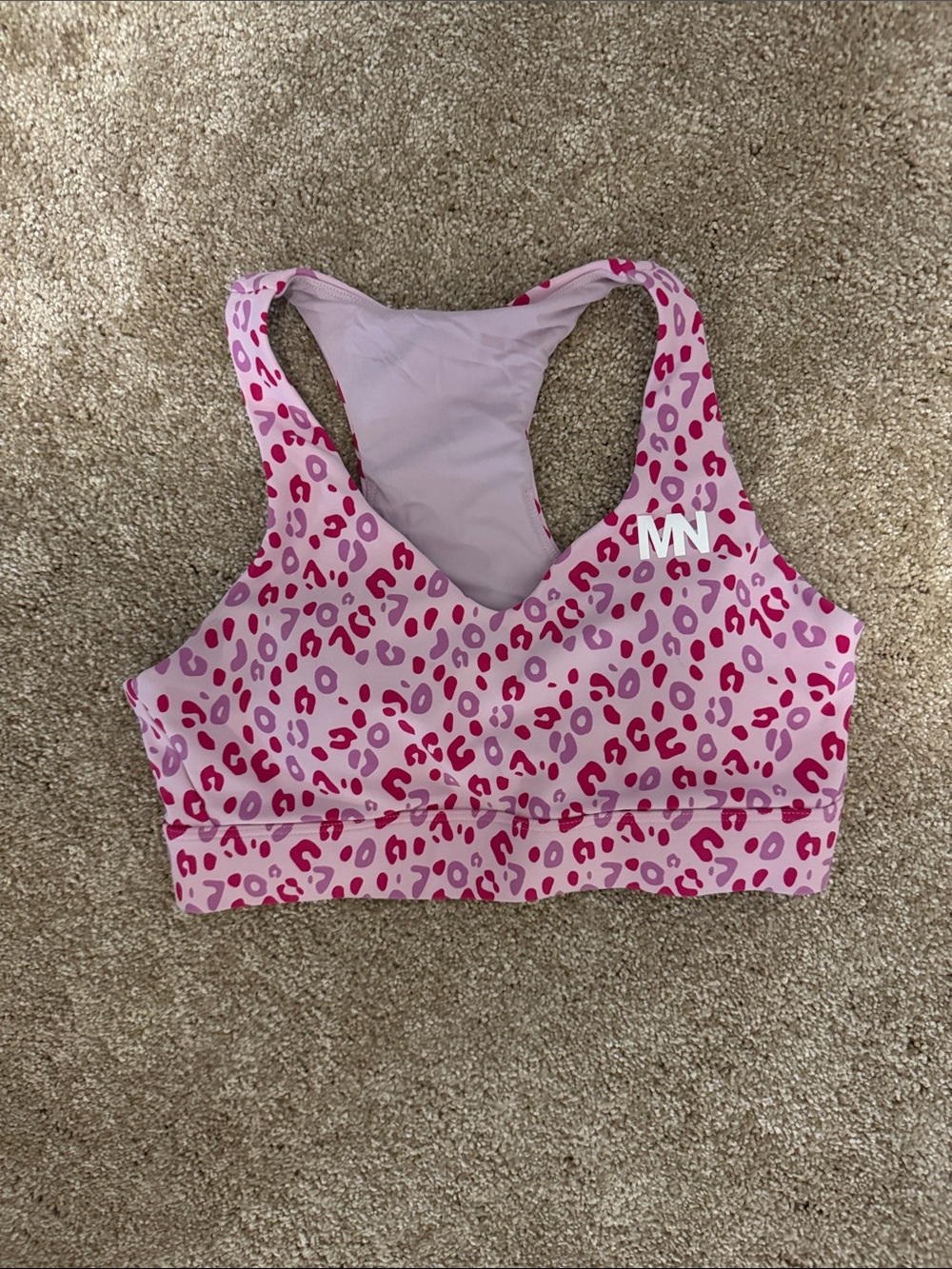 Muscle Nation Pink Leopard Print Sports Bra